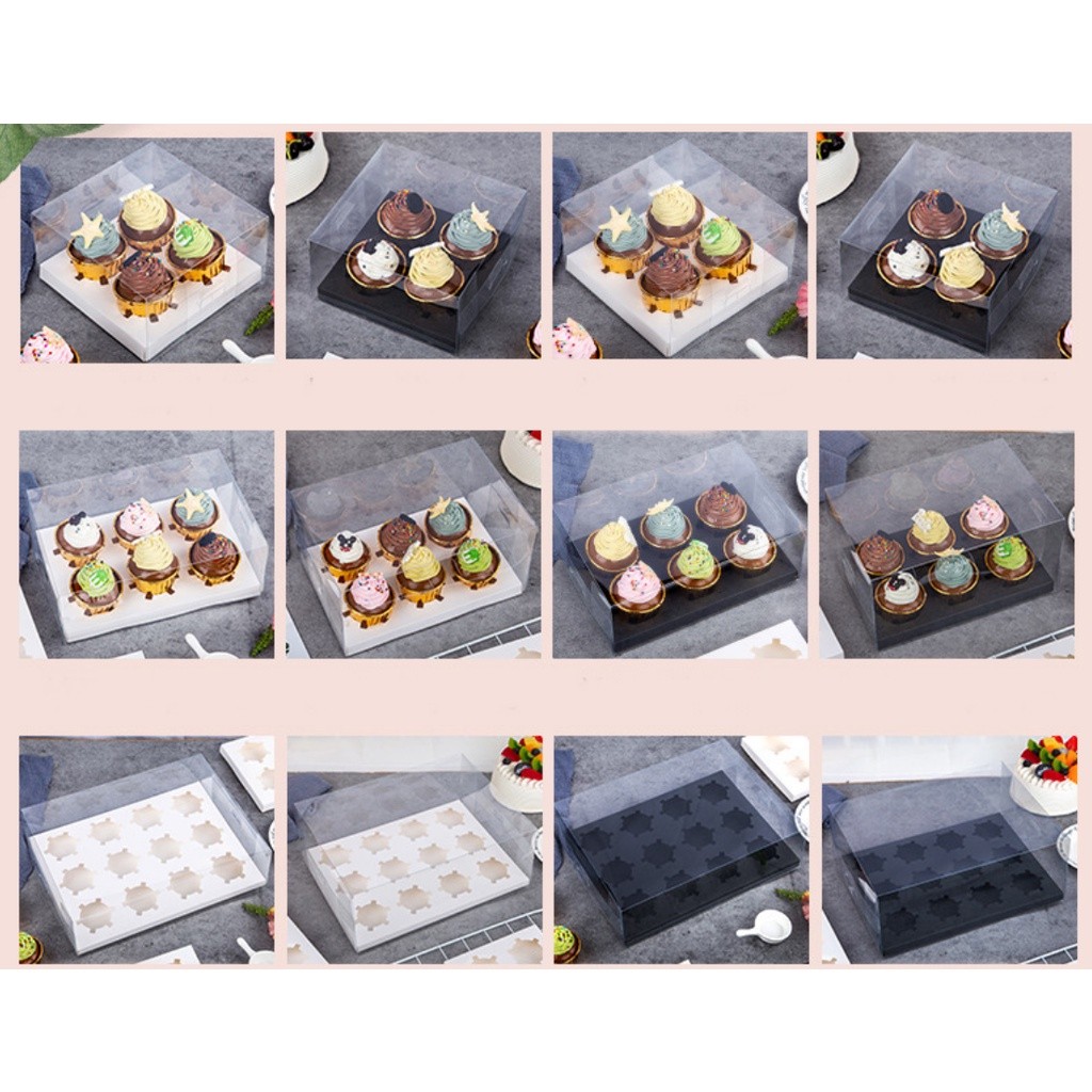 1pc Cupcake Box Transparent 2 Hole to 12 Hole Muffin Cupcake Box Cake Transparent Decoration Gift Box Party 蛋糕盒(2303L) - Image 3