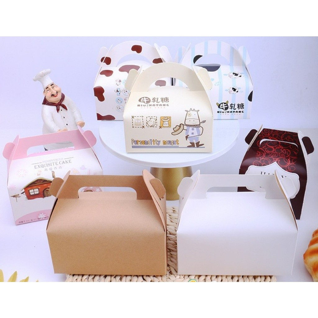 1pc Kraft Paper Gift Boxes For Wedding Birthday Baptism Party Candy Pastry Cake Packaging Box Foldable 手提盒(2304L) - Image 4