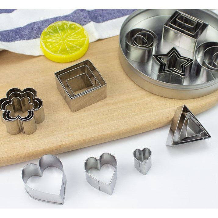 24Pcs Geometric Shaped Cookie Cutter Set Square Heart Triangle Round Baking Cutter Stainless Steel Metal Biscuit(2310L) - Image 3