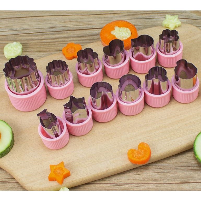 12pcs/set Stainless Steel Cookie Cutters Sandwiches Fruit Cutter Shapes Vegetable Fondant Cake Mould Kitchen Acc(2356L) - Image 2