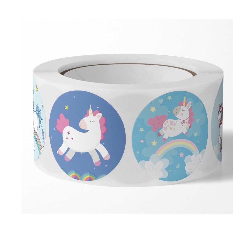 50/500pcs/roll Unicorn Reward Sticker for Kids Mermaid Unicorn Packaging Seal Pelekat Terima Kasih Hadiah 卡通儿童贴纸(2431L) - Image 5