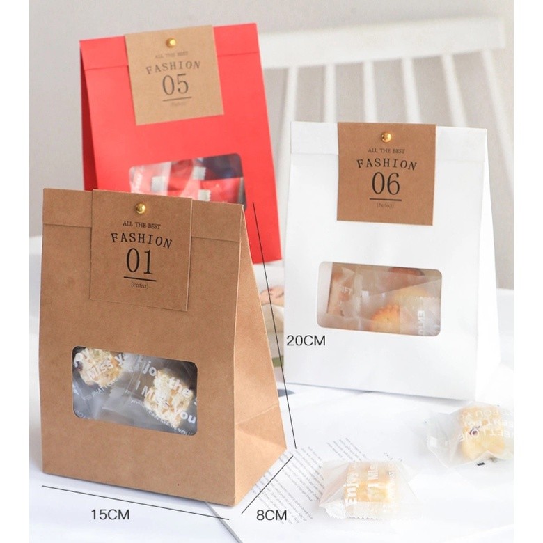 1pc Packaging Bags With Transparent Window Package Gifts Candy Cake For Wedding Birthday Party Kraft Paper开窗包装袋(2403L) - Image 6
