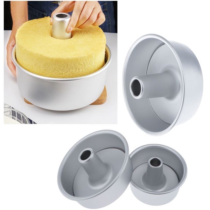 4/6/8/9inch Aluminum Alloy Round Chiffon Cake Pan Removable Bottom Hollow Chimney Cake Mold DIY Baking Cake Tools(2263L)