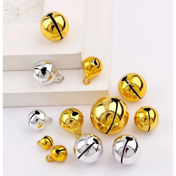 8/10/12/14/16/18/20mm Silver Gold Jingle Bells Pendants Hanging Christmas Tree Ornaments Christmas Decoration DIY(2268L)