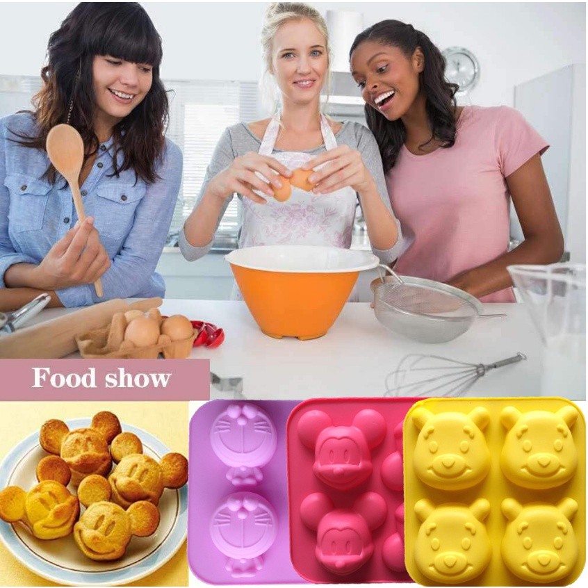 Cartoon Silicone Mold For Baking Stitch Bear Mouse Cat Pig Duck Chocolate Soap Mould Animal Cake Decorating硅胶模具(2271L)