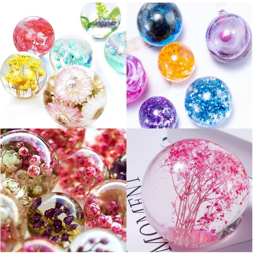 20-100mm Ball Shape Silicone Mold 3D Planet Ball Epoxy Resin Mould for DIY Epoxy Resin Pendants Crafts 高透球体(2280L)