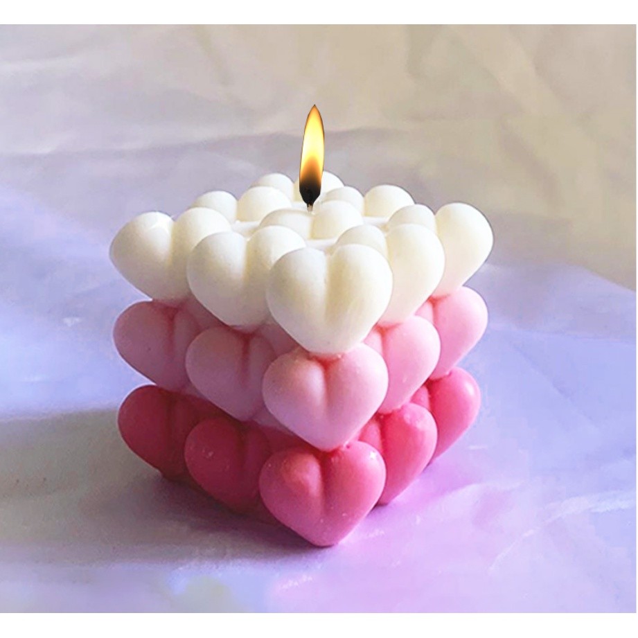 DIY Love Bubble Ball Silicone Candle Mold Heart-shaped Aroma Soap Cake Ice Tray Mold Valentine's Day 爱心魔方香薰蜡烛硅胶模具(2283L) - Image 2