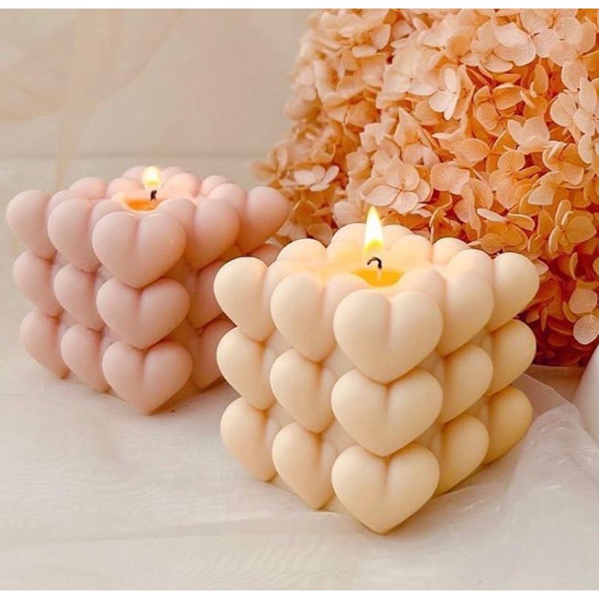 DIY Love Bubble Ball Silicone Candle Mold Heart-shaped Aroma Soap Cake Ice Tray Mold Valentine's Day 爱心魔方香薰蜡烛硅胶模具(2283L) - Image 6