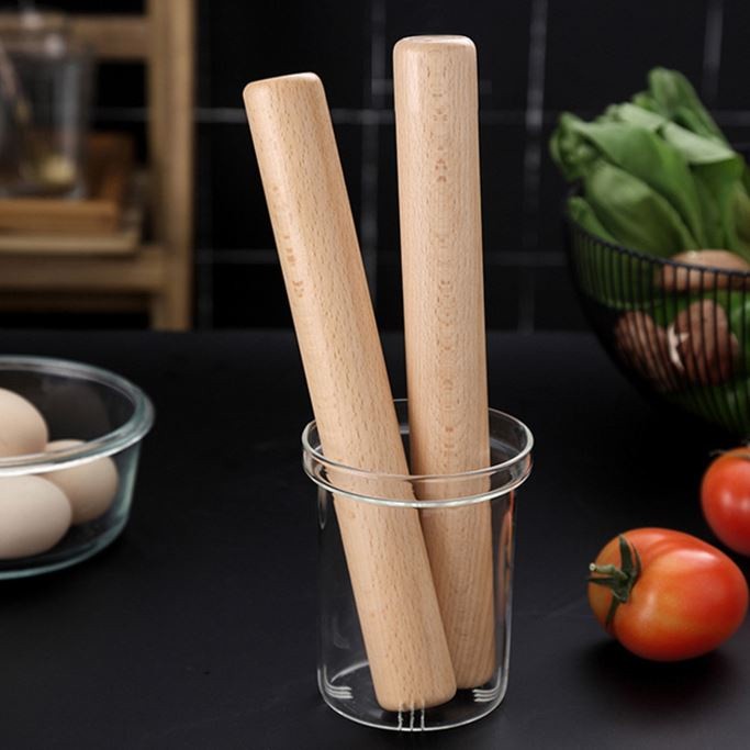 24/29/40cm Natural Beech Rolling Pin Solid Wood Size Noodle Stick Household Dumpling Skin Rolling Pin (2287L) - Image 4