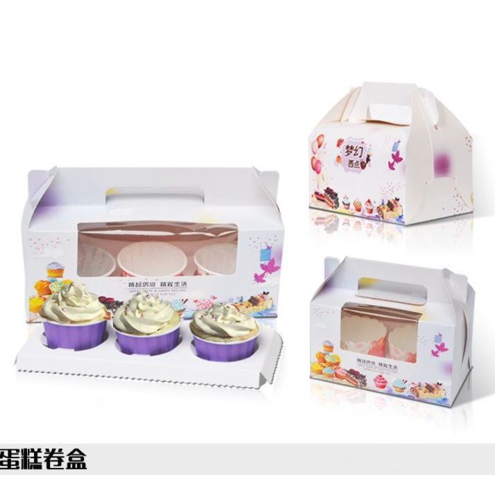 2/4/6/12grids cupcake muffin box folding portable cup cake box window glass paper mousse cake box(1008L) - Image 5