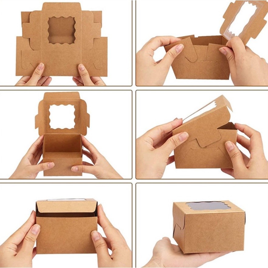 1pc Cookie Boxes, Bakery Boxes, Brown Kraft Cake Boxes with Window, for Pies, Donuts,Pastry, Baking Tools蛋糕盒(2290L) - Image 8