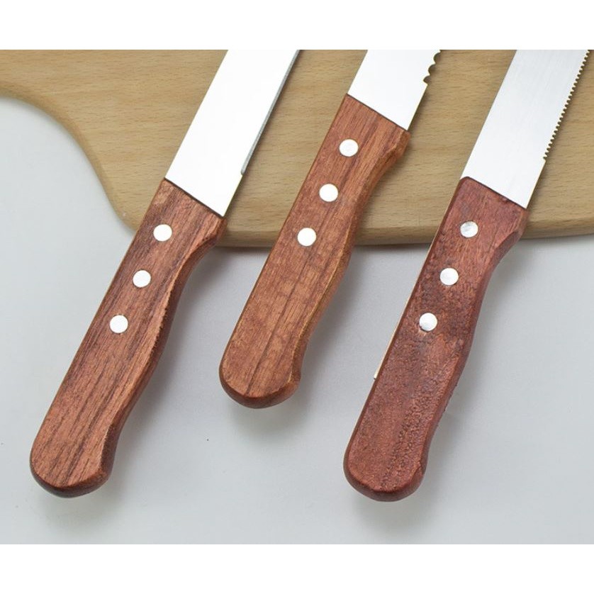 8/10 inch Stainless Steel Serrated Bread Knife Natural Wooden Handle Toast Slicing Knives Diy Home Kitchen Pastry(2291L) - Image 4