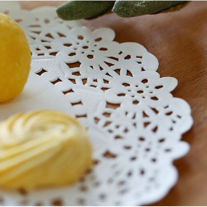 1 Set Of Round/Ellipse Cake Flower Base Paper Baking Oil-Absorbent Paper Lace Paper Fried Dessert Paper(1272L) - Image 2