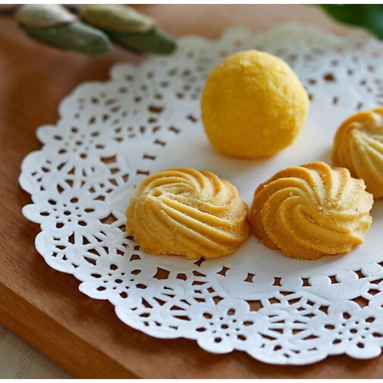 1 Set Of Round/Ellipse Cake Flower Base Paper Baking Oil-Absorbent Paper Lace Paper Fried Dessert Paper(1272L) - Image 3
