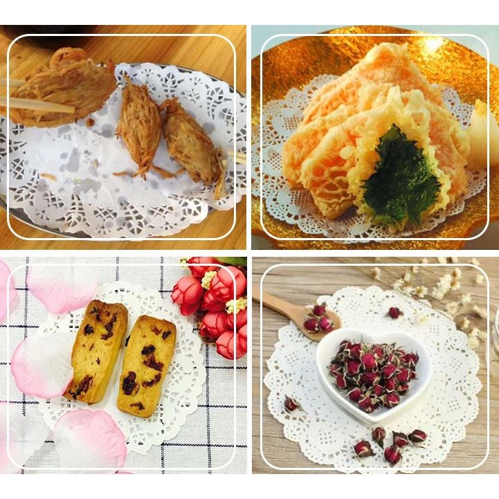 1 Set Of Round/Ellipse Cake Flower Base Paper Baking Oil-Absorbent Paper Lace Paper Fried Dessert Paper(1272L) - Image 5