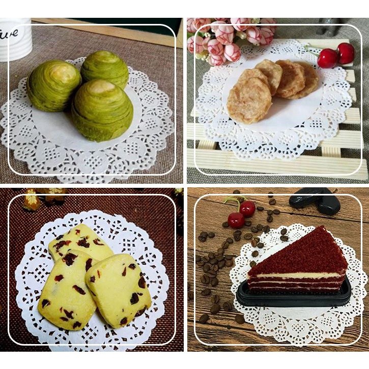 1 Set Of Round/Ellipse Cake Flower Base Paper Baking Oil-Absorbent Paper Lace Paper Fried Dessert Paper(1272L) - Image 6