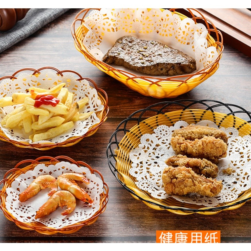 1 Set Of Round/Ellipse Cake Flower Base Paper Baking Oil-Absorbent Paper Lace Paper Fried Dessert Paper(1272L) - Image 8
