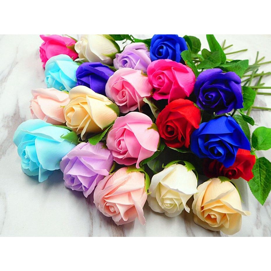 1pc 4.5cm Colorful artificial Rose Soap Flower Romantic Wedding Party Gift Handmade Flower Petal real touch flower(501L)
