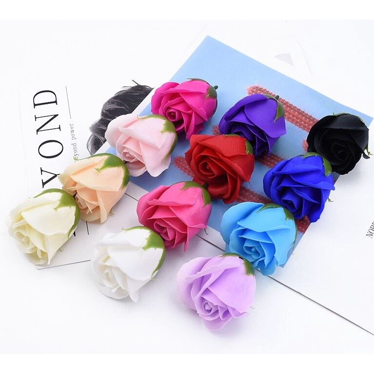 1pc 4.5cm Colorful artificial Rose Soap Flower Romantic Wedding Party Gift Handmade Flower Petal real touch flower(501L) - Image 3