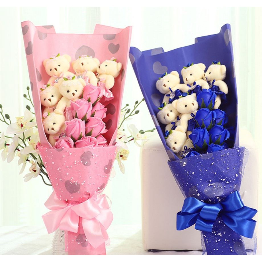 1pc 4.5cm Colorful artificial Rose Soap Flower Romantic Wedding Party Gift Handmade Flower Petal real touch flower(501L) - Image 4