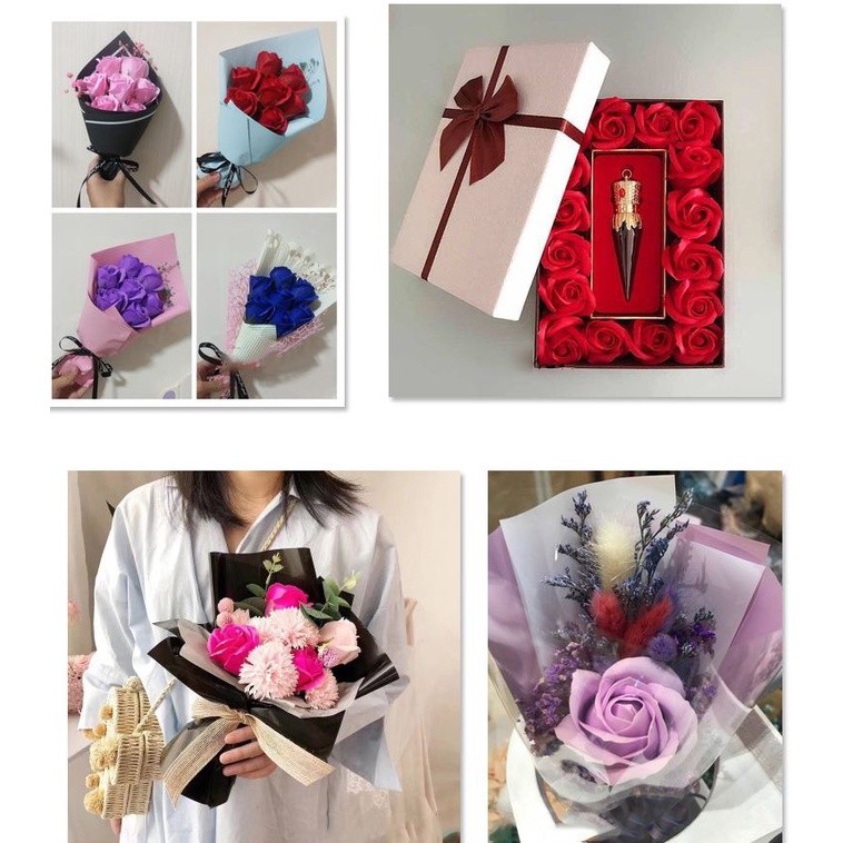 1pc 4.5cm Colorful artificial Rose Soap Flower Romantic Wedding Party Gift Handmade Flower Petal real touch flower(501L) - Image 9