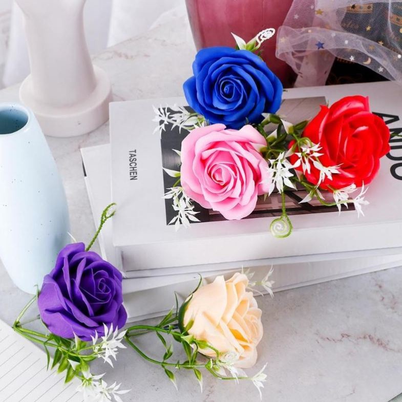 1Pc 6 Layer 7cm Soap Rose Artificial Flower Wedding Home Furnishings High Quality Superior Flower Valentine's Day(582L)