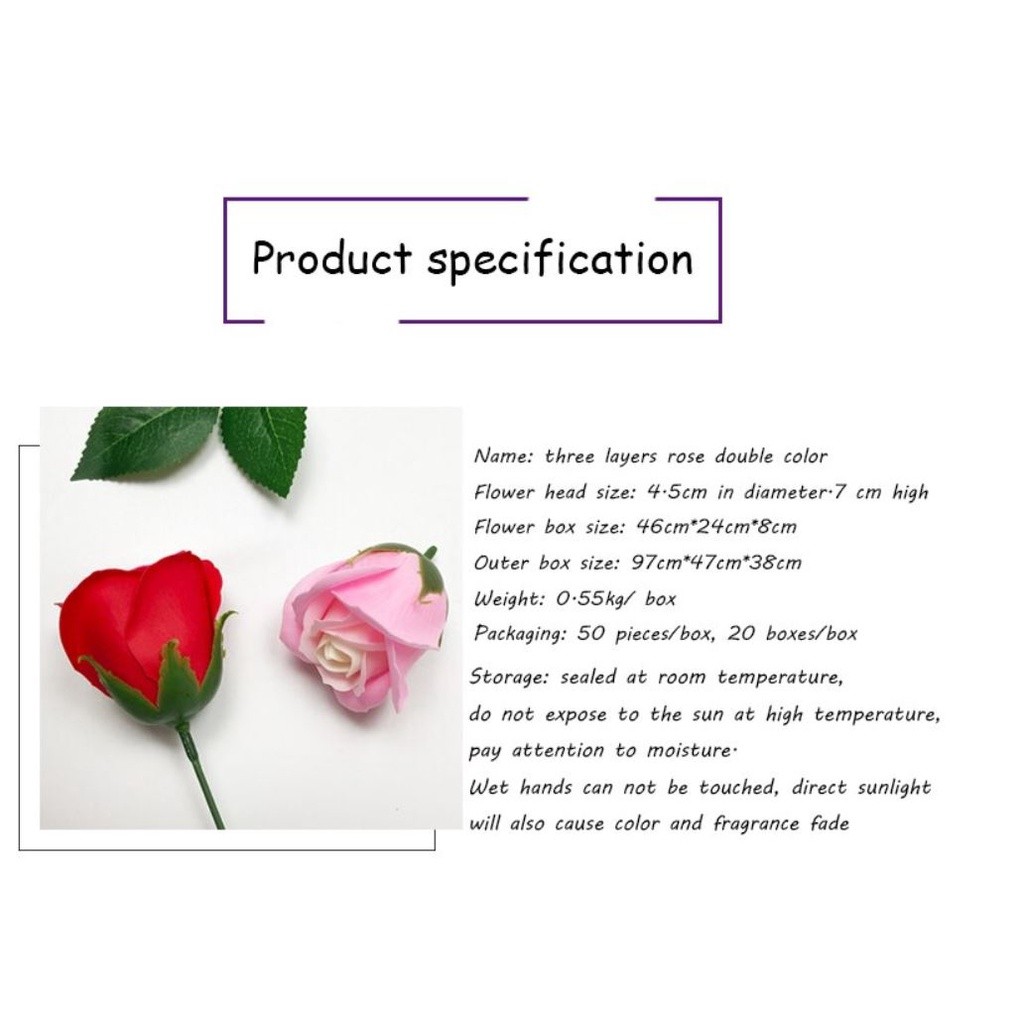 Diameter 4.5cm three layer soap flower rose tricolor overlay Christmas Valentine's Day gift bouquet DIY (649L) - Image 2