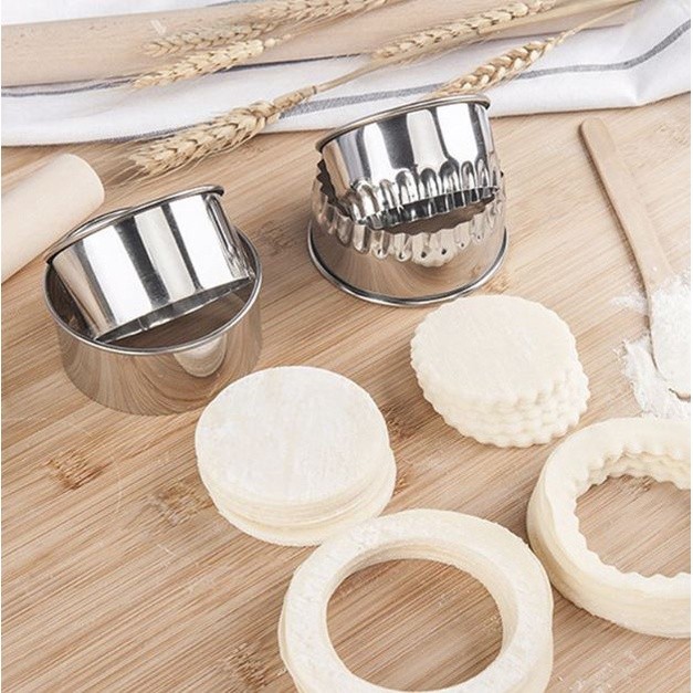 3PCS Round Stainless Steel Biscuit Mold Dumpling Skin Cutting Mold DIY Biscuit Pastry Cake Baking Tools Kitchen(2294L)