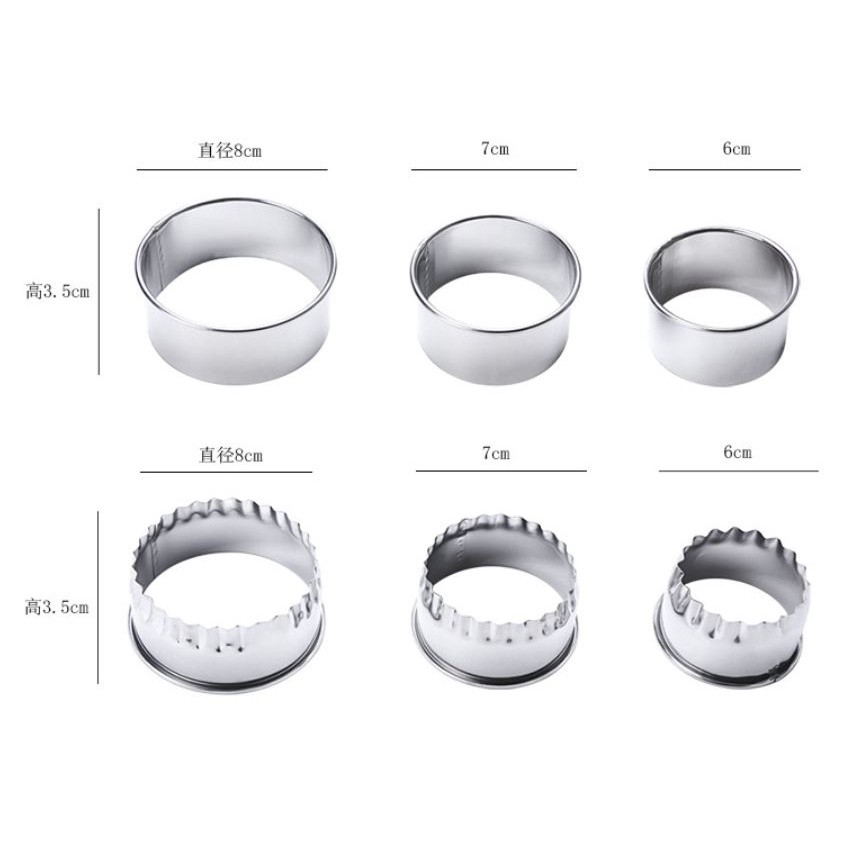 3PCS Round Stainless Steel Biscuit Mold Dumpling Skin Cutting Mold DIY Biscuit Pastry Cake Baking Tools Kitchen(2294L) - Image 4