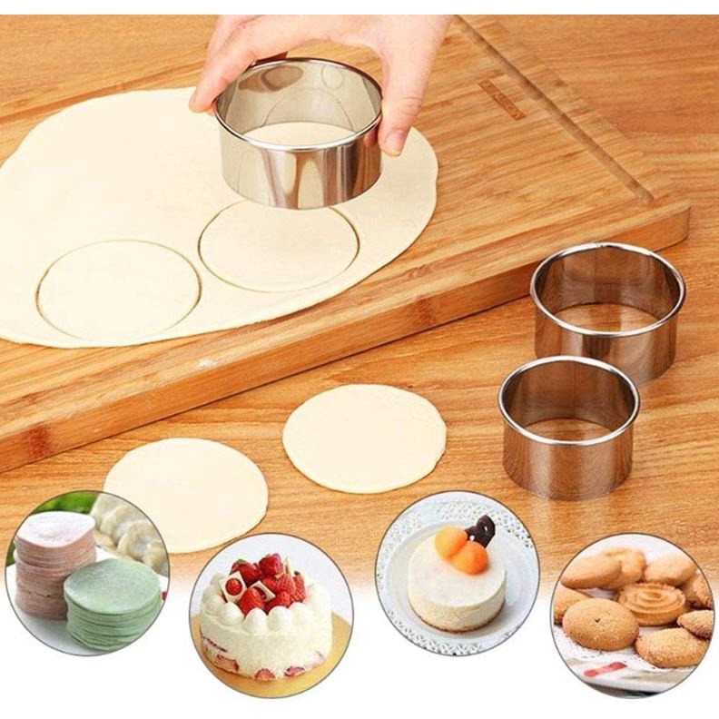 3PCS Round Stainless Steel Biscuit Mold Dumpling Skin Cutting Mold DIY Biscuit Pastry Cake Baking Tools Kitchen(2294L) - Image 7