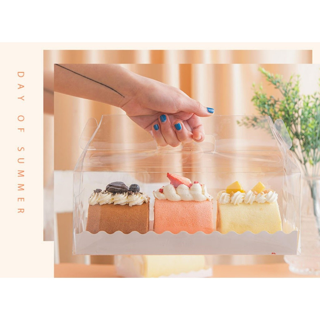 Handle Transparent Birthday Cake Boxes With Paper Tray Wedding Handmade Gift Supplies Baby Show Favor Box(1010L)