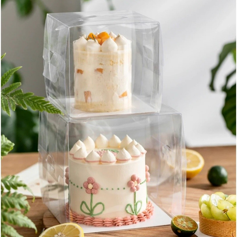 2/4/5/6/8inch Cake Boxe Clear Plastic Packaging Box Transparent Dessert Cupcake Packaging Container Wedding Party(1434L)