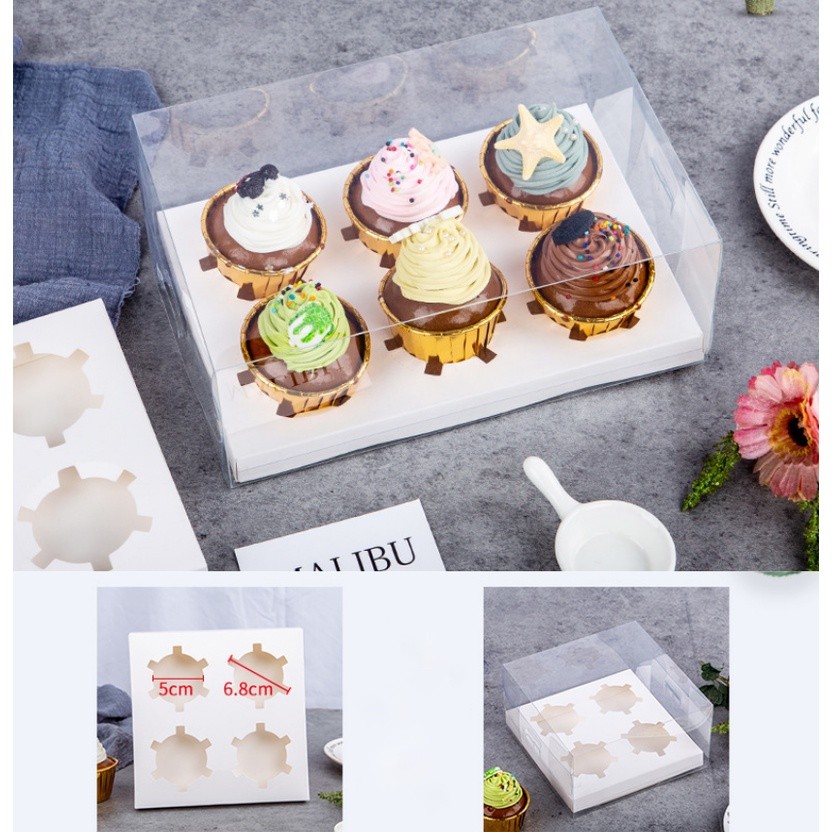 1pc Cupcake Box Transparent 2 Hole to 12 Hole Muffin Cupcake Box Cake Transparent Decoration Gift Box Party 蛋糕盒(2303L) - Image 2