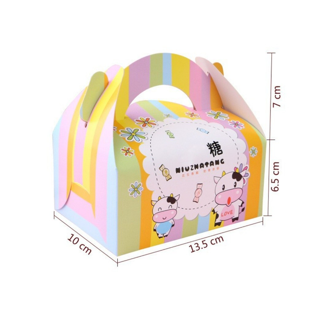 1pc Kraft Paper Gift Boxes For Wedding Birthday Baptism Party Candy Pastry Cake Packaging Box Foldable 手提盒(2304L) - Image 2
