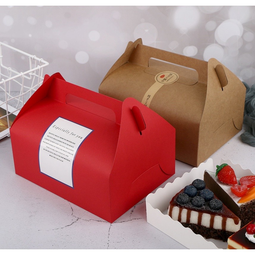 1pc Kraft Paper Gift Boxes For Wedding Birthday Baptism Party Candy Pastry Cake Packaging Box Foldable 手提盒(2304L) - Image 3