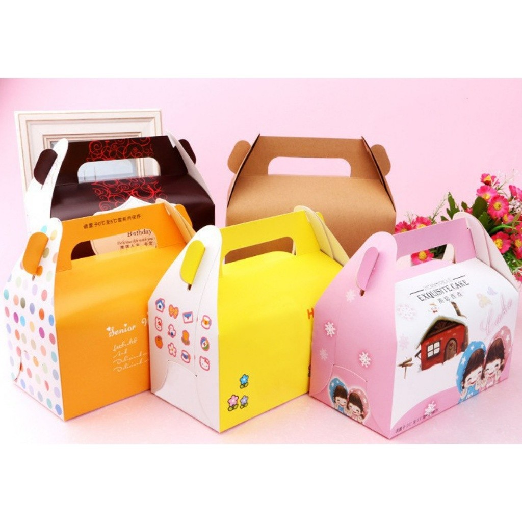 1pc Kraft Paper Gift Boxes For Wedding Birthday Baptism Party Candy Pastry Cake Packaging Box Foldable 手提盒(2304L) - Image 5