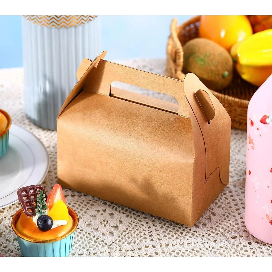 1pc Kraft Paper Gift Boxes For Wedding Birthday Baptism Party Candy Pastry Cake Packaging Box Foldable 手提盒(2304L) - Image 9