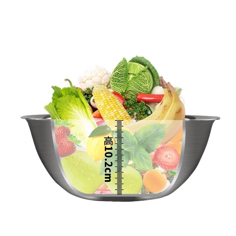 Stainless Steel Salad Bowl Thick Silicone Bottom Non-slip Mixing Bowl DIY Baking Tools不锈钢硅胶底防飞溅打蛋盆 (2306L) - Image 6