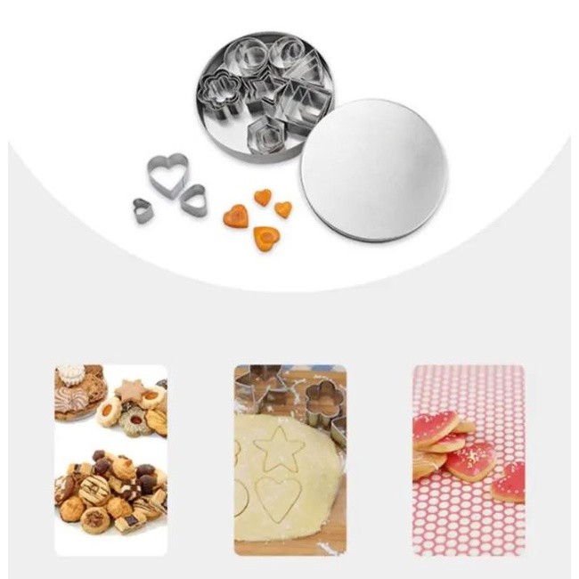 24Pcs Geometric Shaped Cookie Cutter Set Square Heart Triangle Round Baking Cutter Stainless Steel Metal Biscuit(2310L) - Image 4