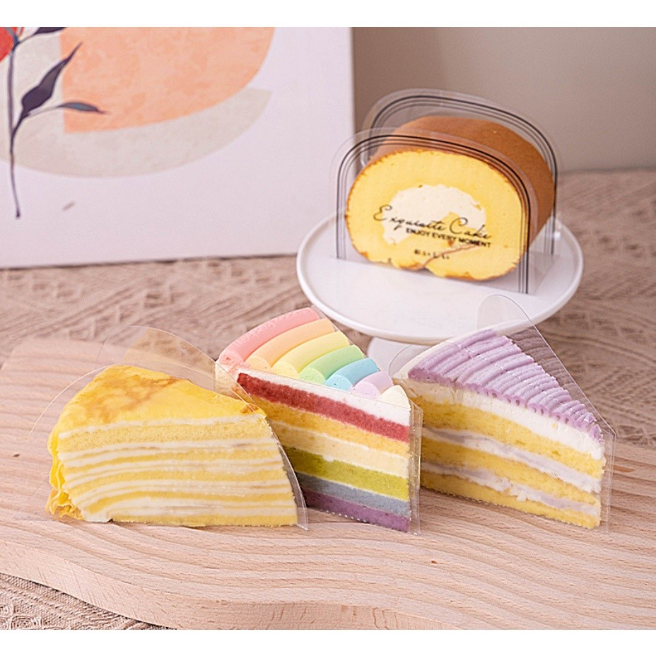 1pc Triangular Plastic Cake Holder Mousse Cake Container Clear PVC Sandwich Food Packaging Pad 切块蛋糕三角围边(2323L) - Image 6