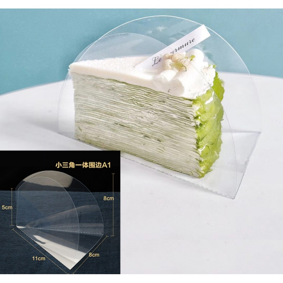 1pc Triangular Plastic Cake Holder Mousse Cake Container Clear PVC Sandwich Food Packaging Pad 切块蛋糕三角围边(2323L) - Image 10
