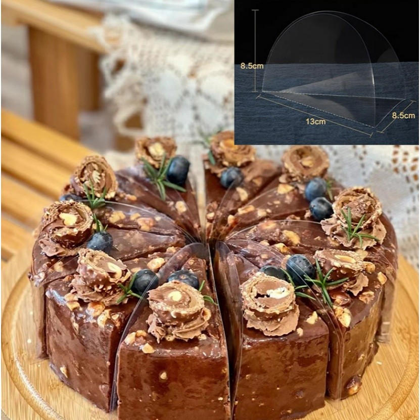 1pc Triangular Plastic Cake Holder Mousse Cake Container Clear PVC Sandwich Food Packaging Pad 切块蛋糕三角围边(2323L) - Image 11
