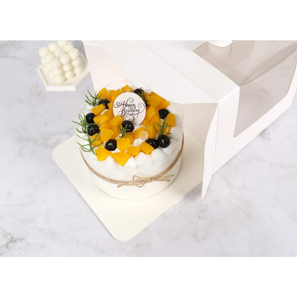 1pc 3/4/6/8Inch White Portable Handle Mousse Cake Paper Packaging Box Open Window Birthday Party Gift Pastry 手提盒子(2325L) - Image 5