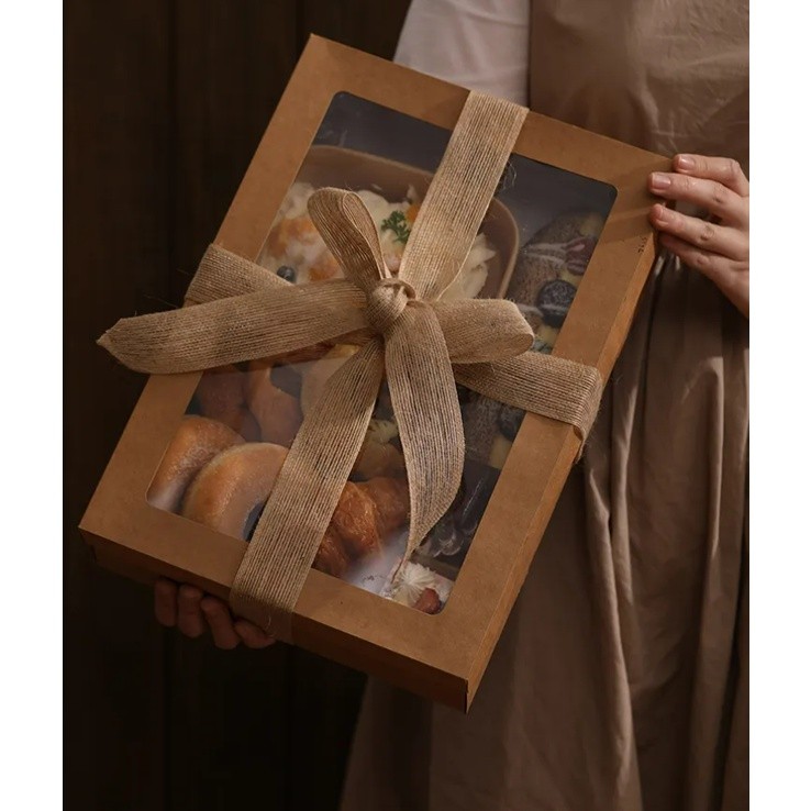 Kraft Paper Afternoon tea picnic box spring outing food tiramisu box bento packing box Christmas Gift Boxes牛皮纸打包盒(2333L) - Image 7