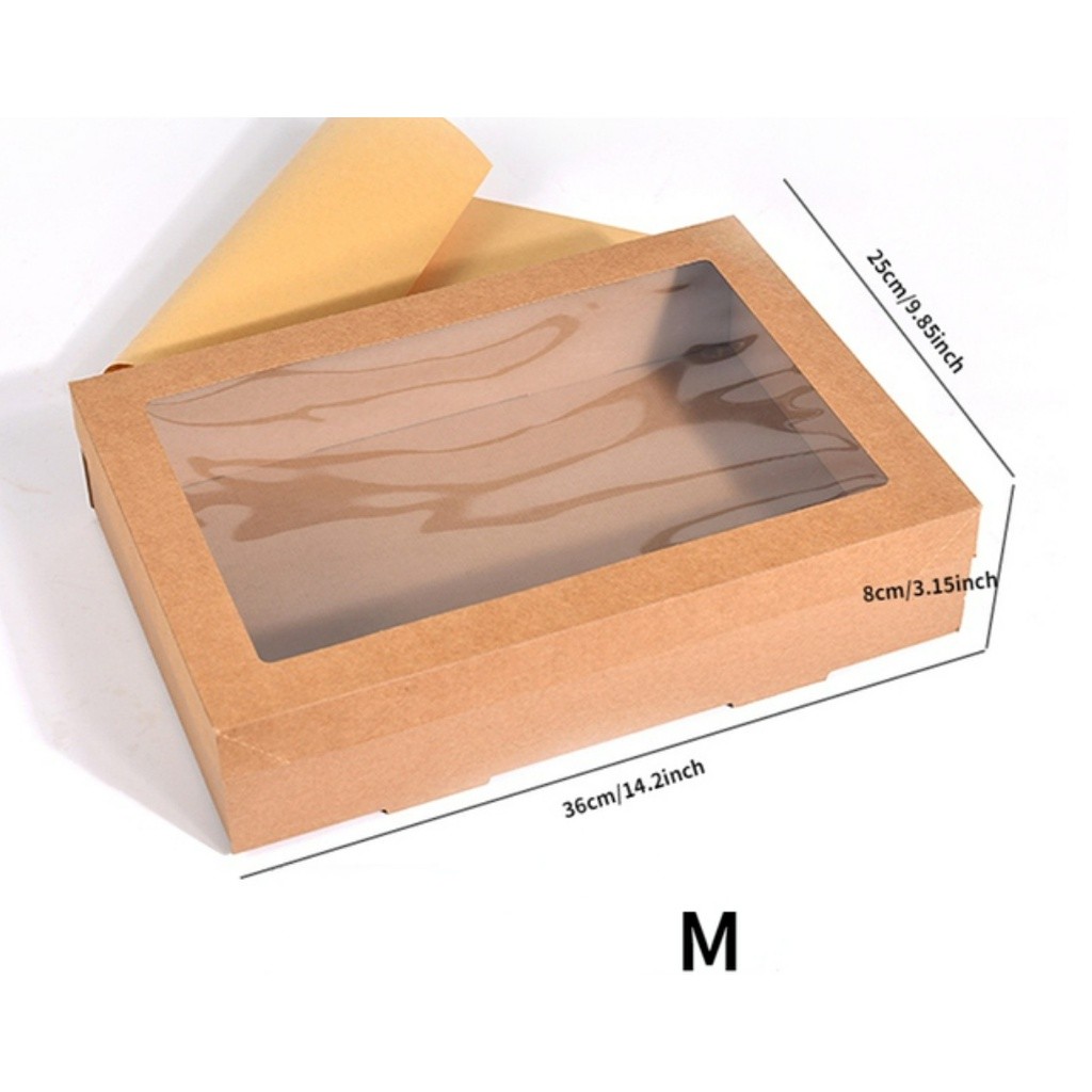 Kraft Paper Afternoon tea picnic box spring outing food tiramisu box bento packing box Christmas Gift Boxes牛皮纸打包盒(2333L) - Image 10