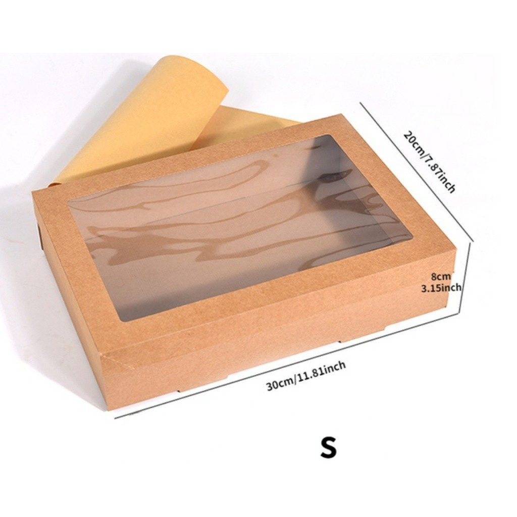 Kraft Paper Afternoon tea picnic box spring outing food tiramisu box bento packing box Christmas Gift Boxes牛皮纸打包盒(2333L) - Image 11