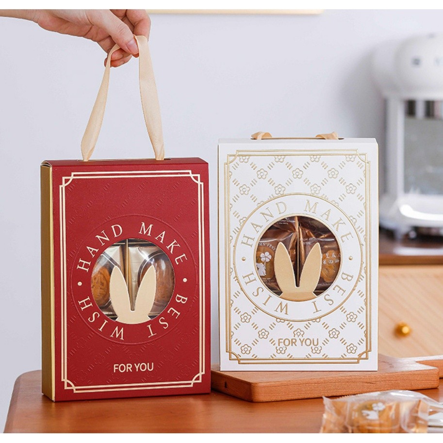 StoBag 1pc Mooncake Box Packaging with Window Mid-Autumn Pineapple Cake Egg Yolk Festival Baking Kid Party 月饼礼盒(2334L)