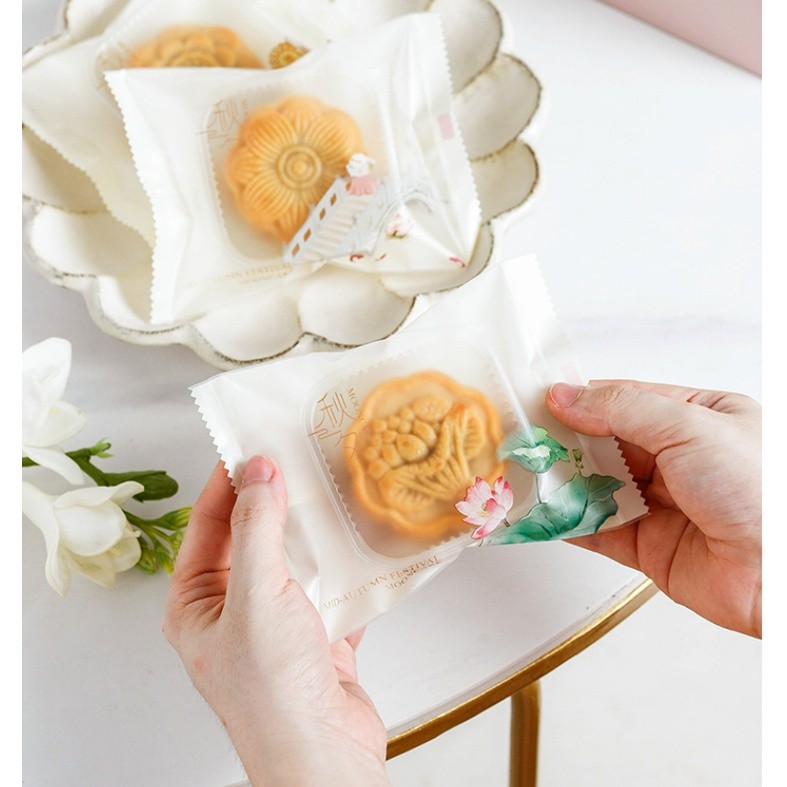 100pcs Mid-Autumn Festival Mooncake Bag For Pastry Cake Baking Egg Yolk Crisp Packaging Tray Gift 月饼包装袋(2335L) - Image 3