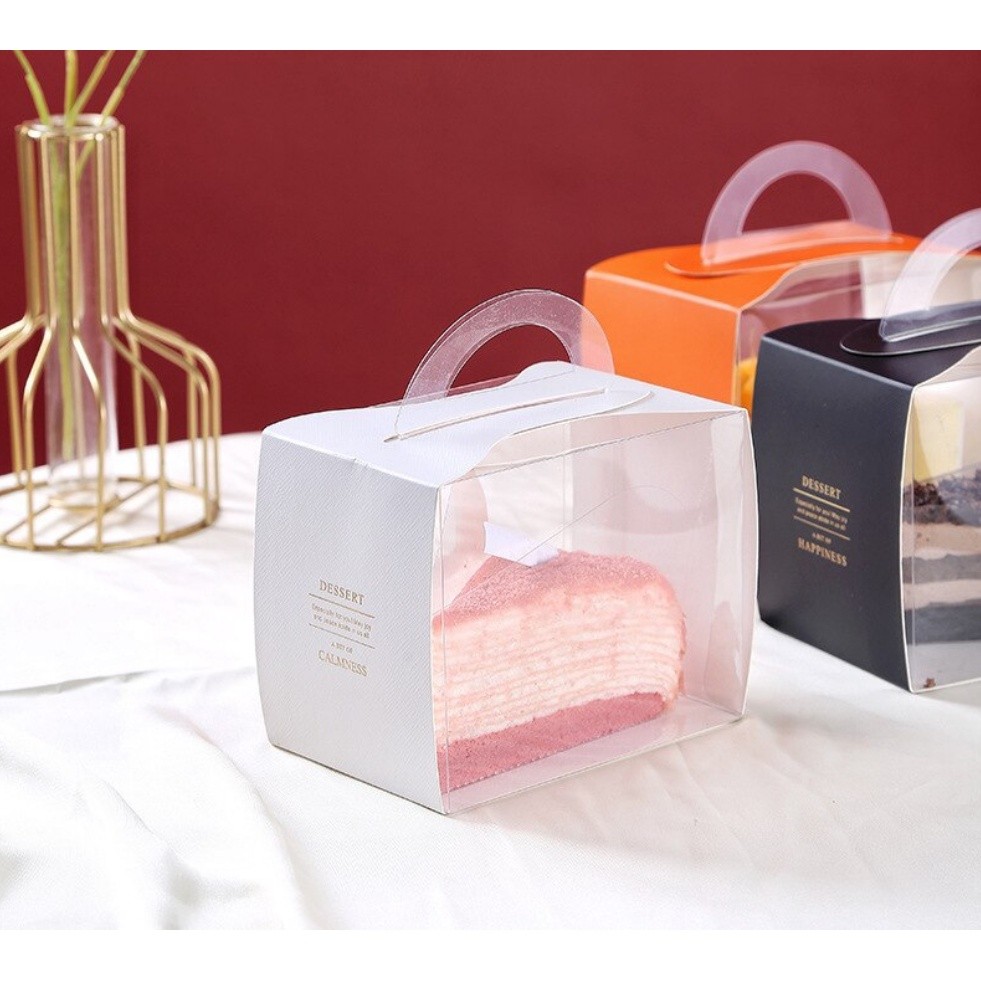 1pc Cake Cutting Packaging Box, Pastry Packaging Box, Mousse Cutting Portable Box, Dessert, French Pastry 甜品透明塑料托(2336L) - Image 3