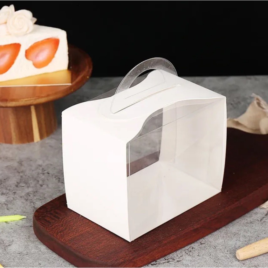 1pc Cake Cutting Packaging Box, Pastry Packaging Box, Mousse Cutting Portable Box, Dessert, French Pastry 甜品透明塑料托(2336L) - Image 4